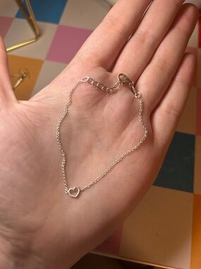 Dainty Italian Sterling Silver Heart Bracelet 925